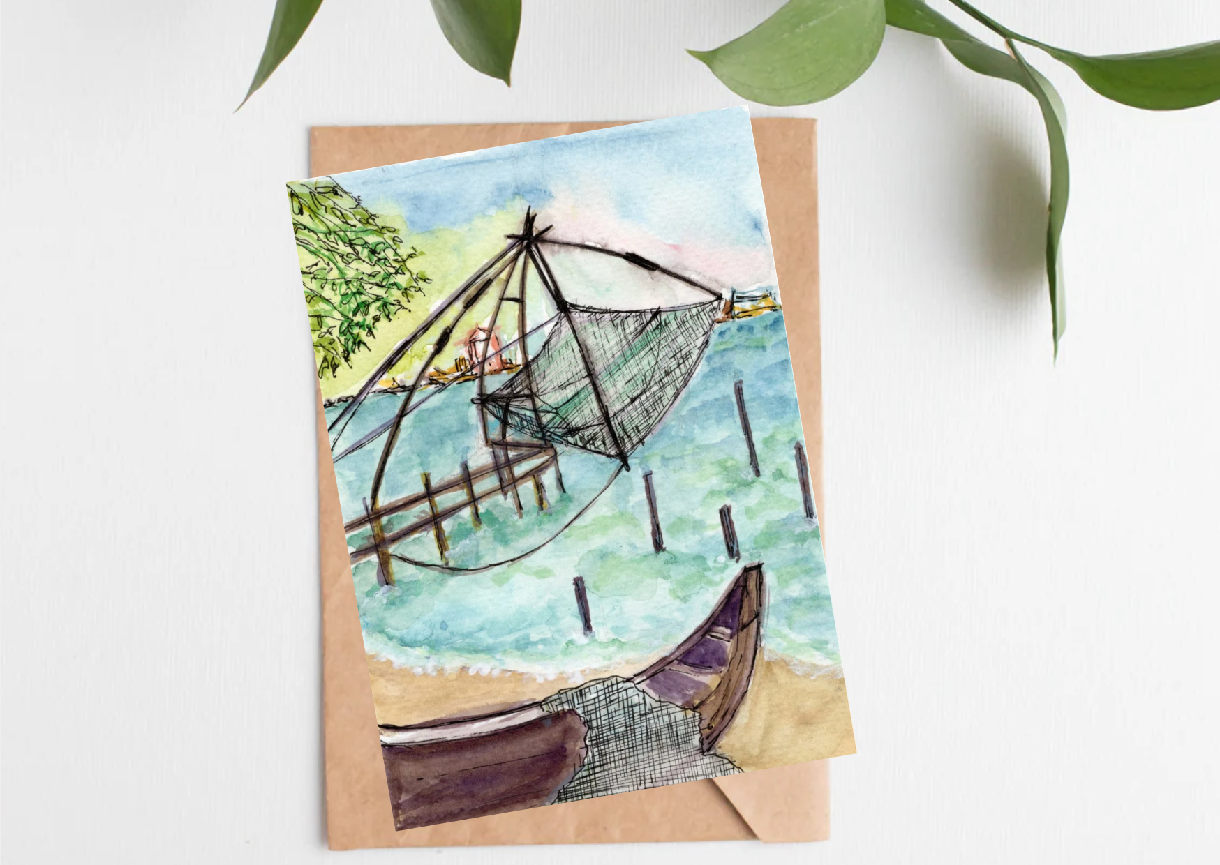 Fort Kochi: Chinese Fishing Net — A6 Postcards by Aishwarya Ashok